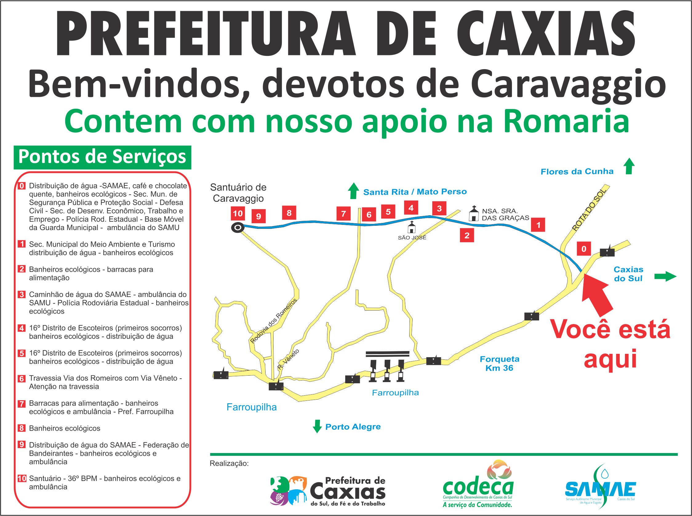  Romeiros de Caravaggio  terão 10 pontos de apoio até o santuário