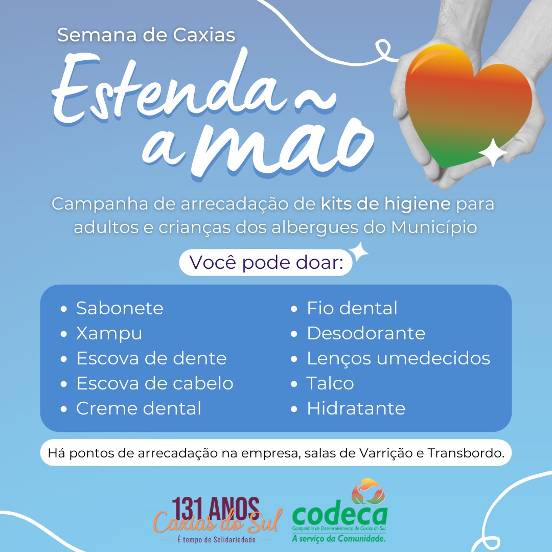  Semana de Caxias: Codeca promove a campanha “Estenda a mão”