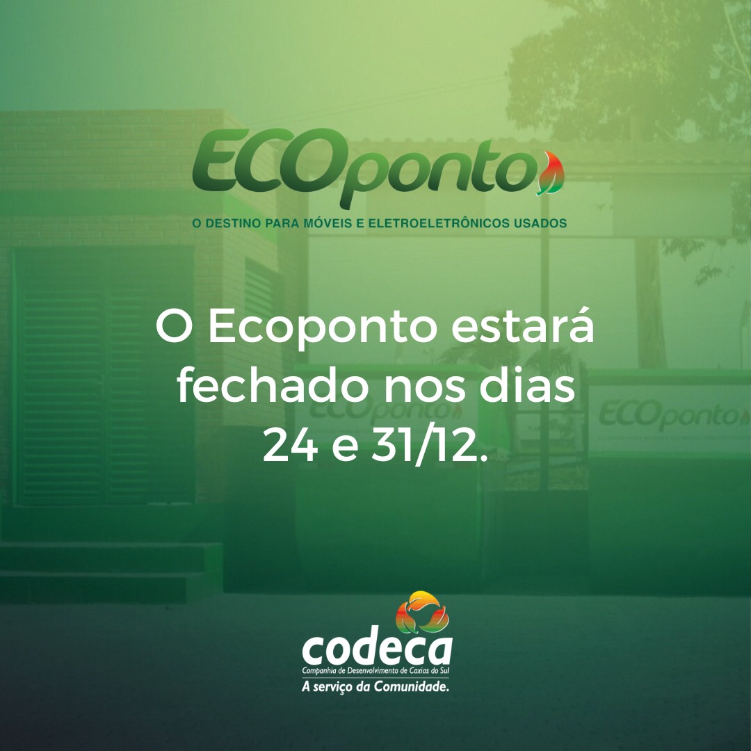  Ecoponto estará fechados nos dias 24 e 31 de dezembro