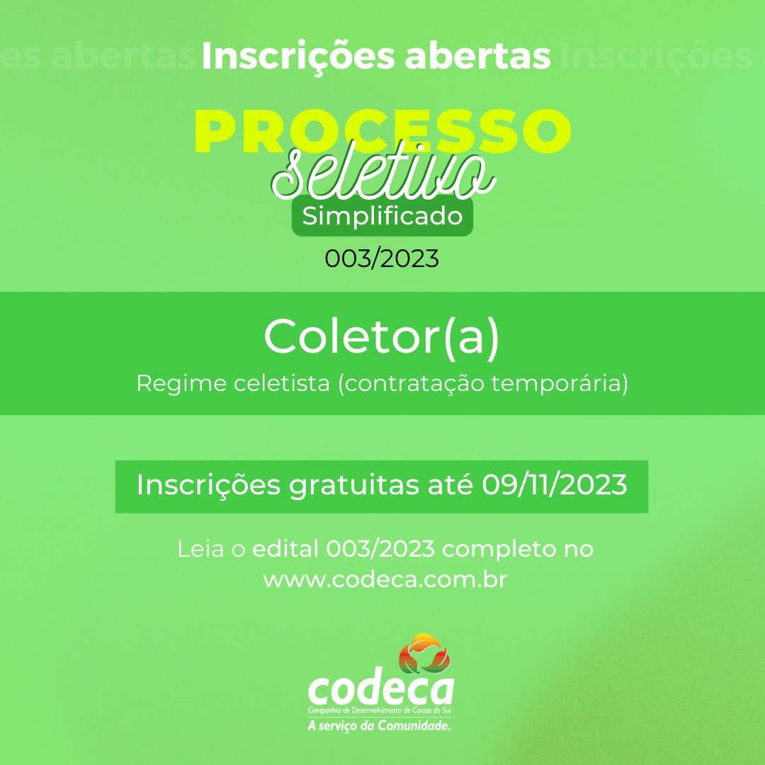  Inscrições para processo seletivo simplificado emergencial para coletor encerram nesta quinta