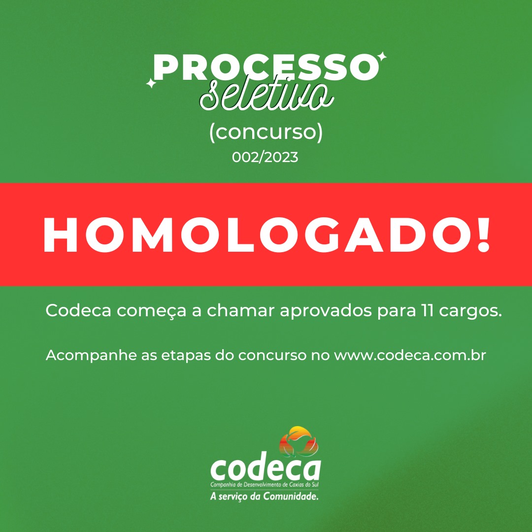  Codeca homologa concurso e começa a chamar aprovados