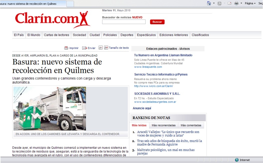  Jornal argentino El Clarín publica foto de caminhão da CODECA