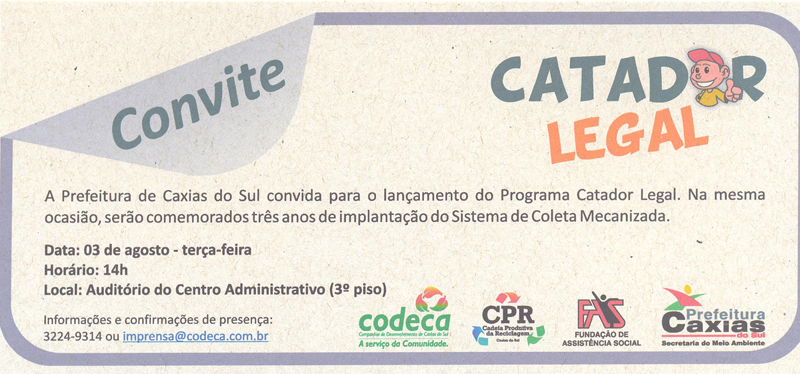  Programa Catador Legal será lançado nesta terça-feira